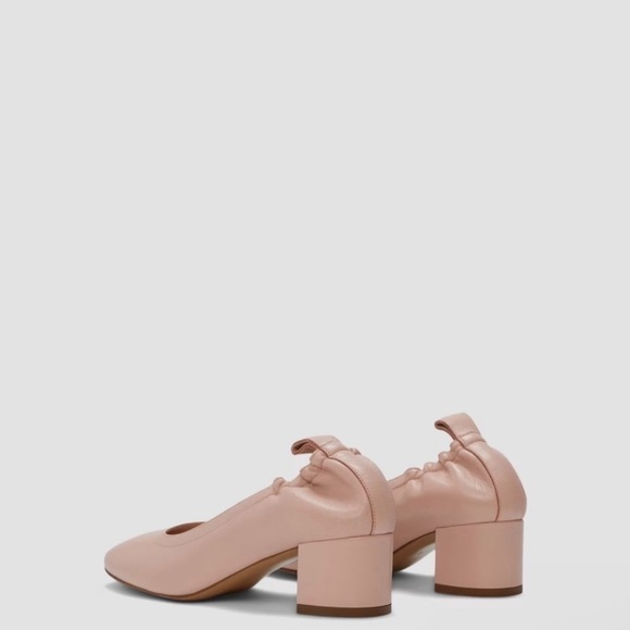 EVERLANE The Day Heel Leather Round Toe Block Heel Shoe Nude Size 9 - Picture 3 of 12